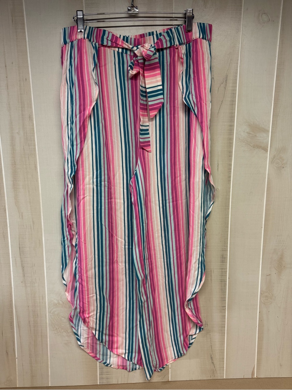 Matilda Jane Multi Color Stripe Rayon Pant with Flared Leg Split Size Large